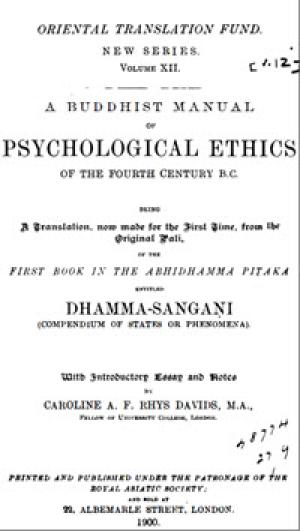 A Buddhist manual of Psychological Ethics of the fourth century B.C. – 10658022